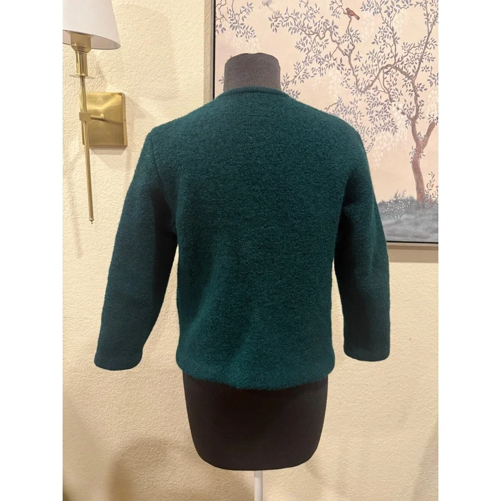 Hegyi Vintage‎ Austrian Boiled Wool Cardigan Jacket Green Gold Crest Buttons